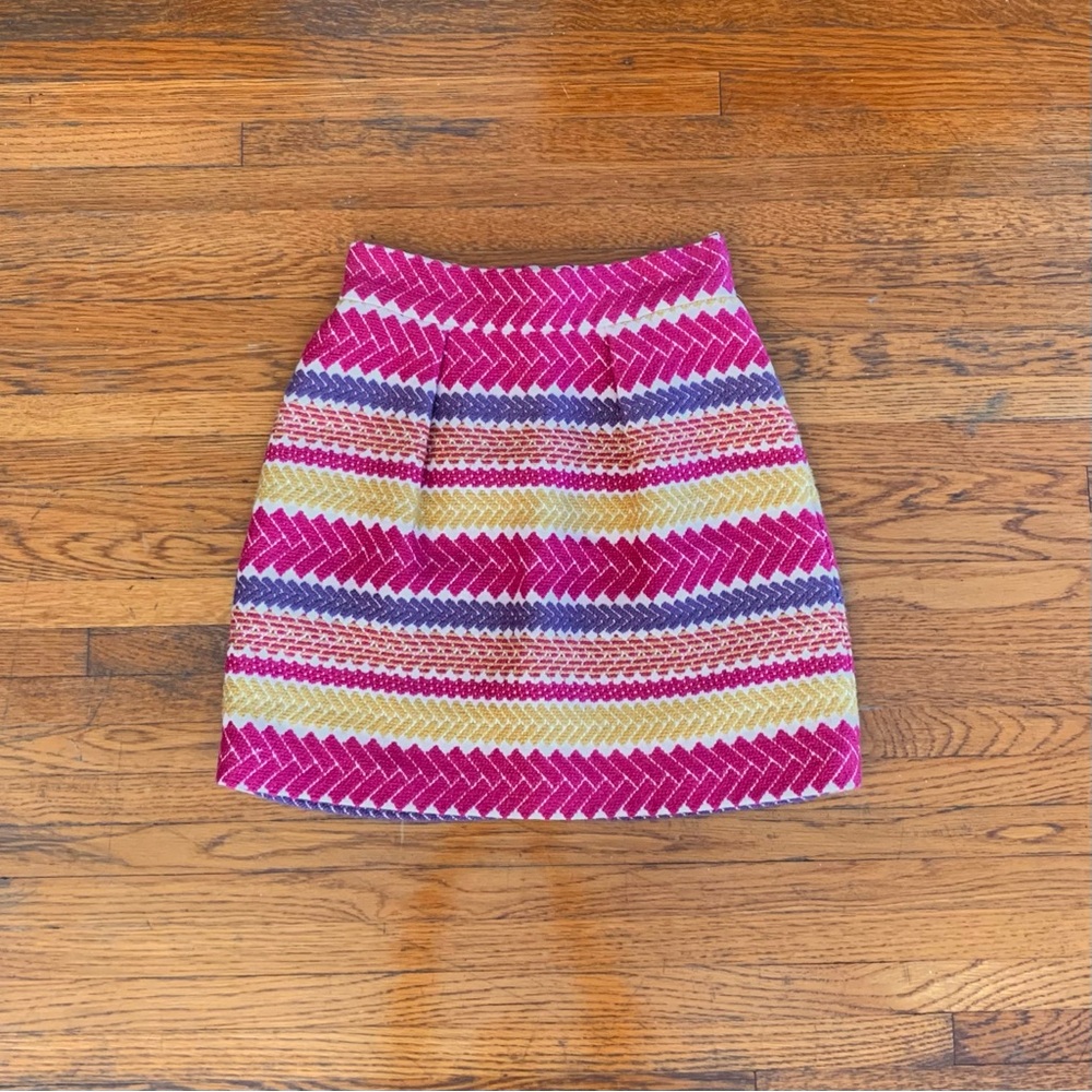 Anthropologie perfect fall skirt with pockets in pink, yellow & blue knit. XS.